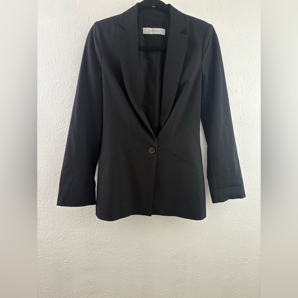 Zara Basic women's black one button blazer jacket… - image 1